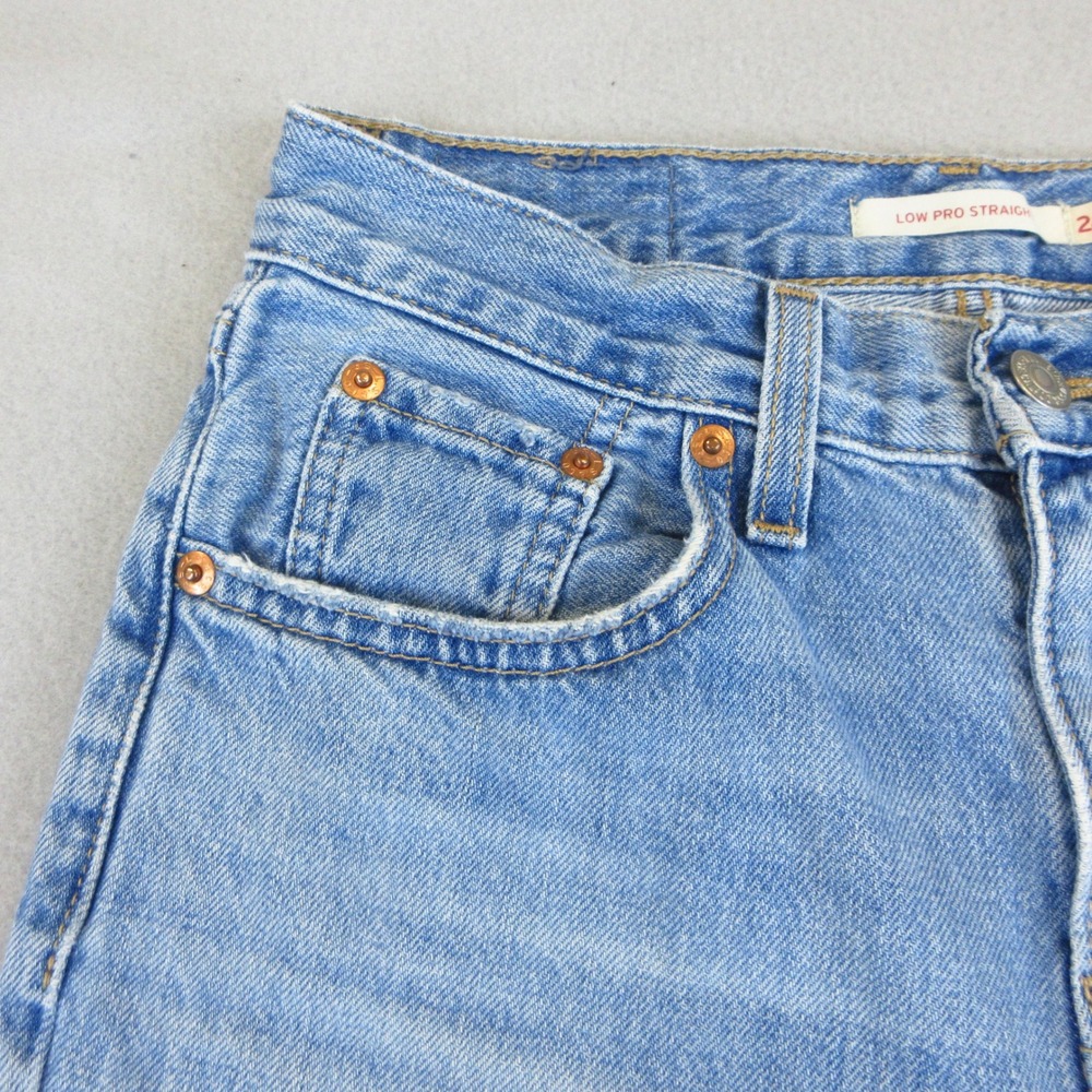 Levi's Low Pro Straight Jeans Women W24 Light Blue Wash Denim 100% Cotton - Picture 3 of 11
